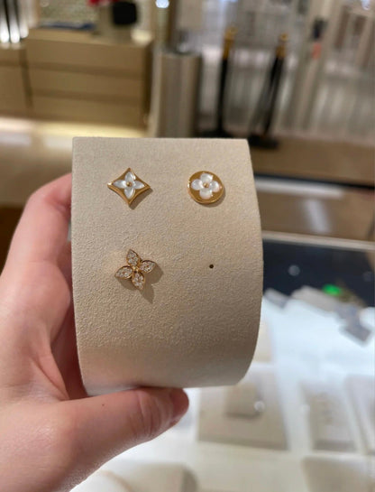 [Marin-Jewelry]STAR BLOSSOM STUD EARRINGS PINK GOLD DIAMONDS