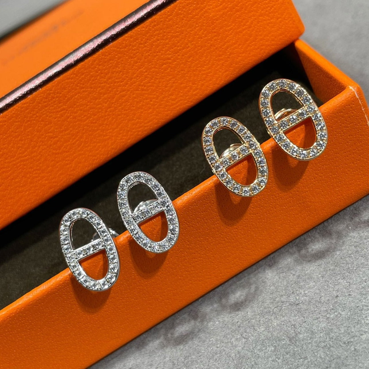[Marin-Jewelry]HM FULL DIAMOND PIG NOSE STUD EARRINGS