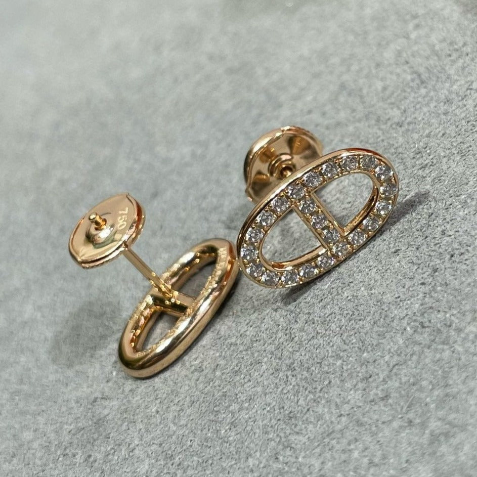 [Marin-Jewelry]HM FULL DIAMOND PIG NOSE STUD EARRINGS