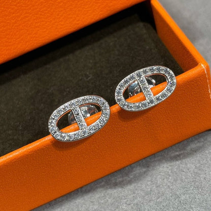[Marin-Jewelry]HM FULL DIAMOND PIG NOSE STUD EARRINGS