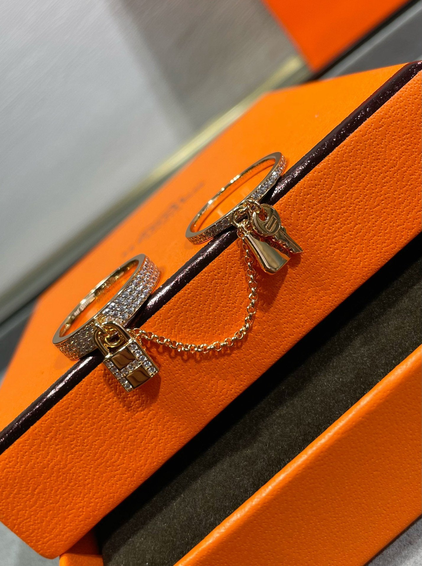 [Marin-Jewelry]HM KELLY CLOCHETTE DOUBLE RING IN  WITH DIAMONDS