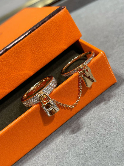 [Marin-Jewelry]HM KELLY CLOCHETTE DOUBLE RING IN  WITH DIAMONDS