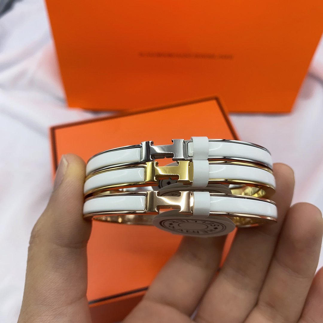 [Marin-Jewelry]CLASSIC HM CLIC WHITE 8MM ENAMEL BRACELET