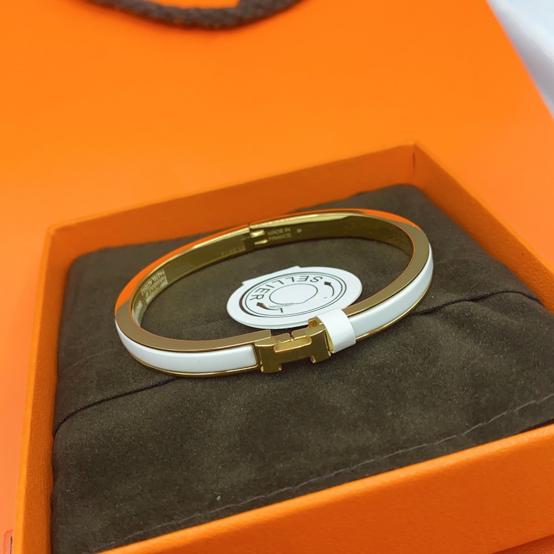 [Marin-Jewelry]CLASSIC HM CLIC WHITE 8MM ENAMEL BRACELET