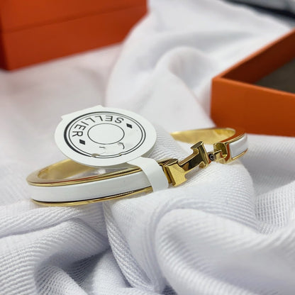 [Marin-Jewelry]CLASSIC HM CLIC WHITE 8MM ENAMEL BRACELET