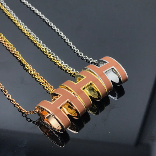 [Marin-Jewelry]H NECKLACE BROWN