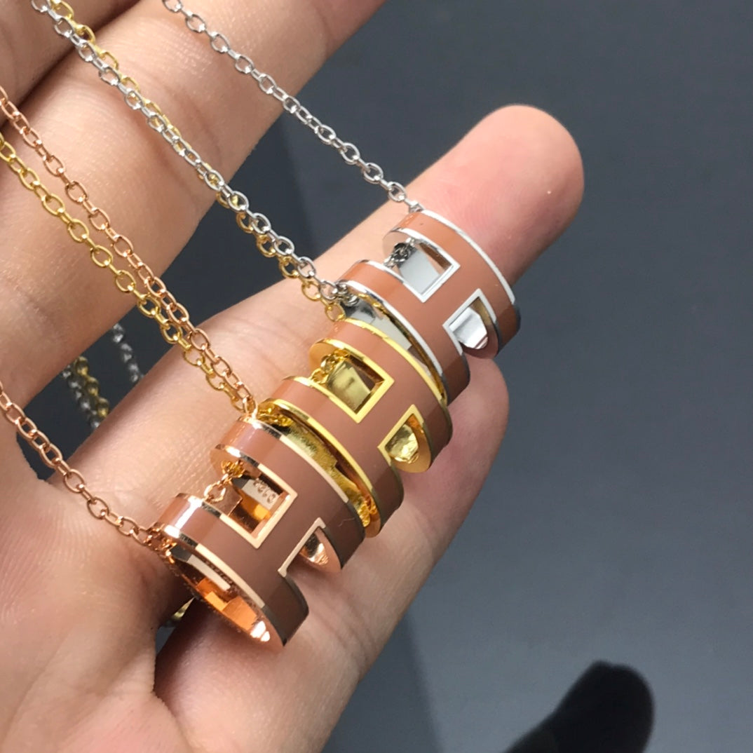 [Marin-Jewelry]H NECKLACE BROWN
