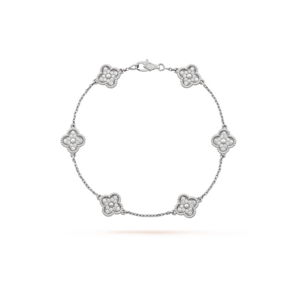 [Marin-Jewelry]CLOVER 6 MOTIF SILVER DIAMOND BRACELET