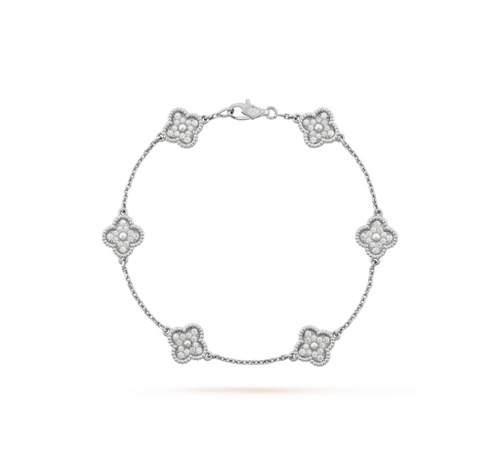 [Marin-Jewelry]CLOVER 6 MOTIF SILVER DIAMOND BRACELET