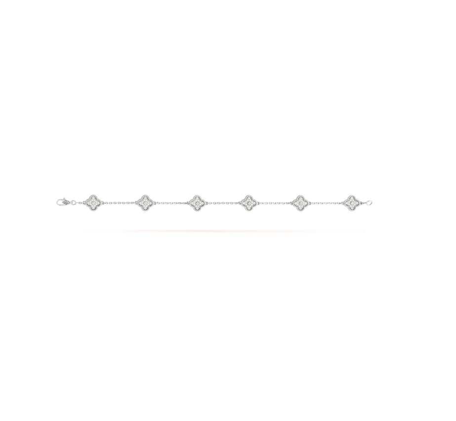 [Marin-Jewelry]CLOVER 6 MOTIF SILVER DIAMOND BRACELET
