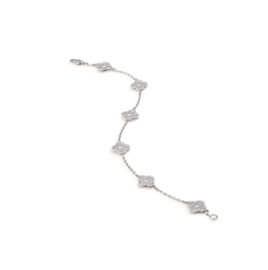 [Marin-Jewelry]CLOVER 6 MOTIF SILVER DIAMOND BRACELET
