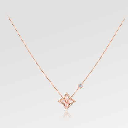 [Marin-Jewelry]STAR PINK MOP 1 DIAMOND PINK GOLD NECKLACE