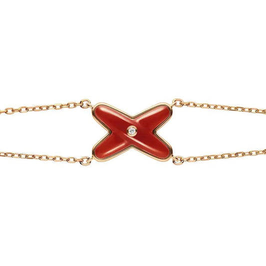 [Marin-Jewelry]JEUX BRACELET CARNELIAN PINK GOLD 1 DIAMOND