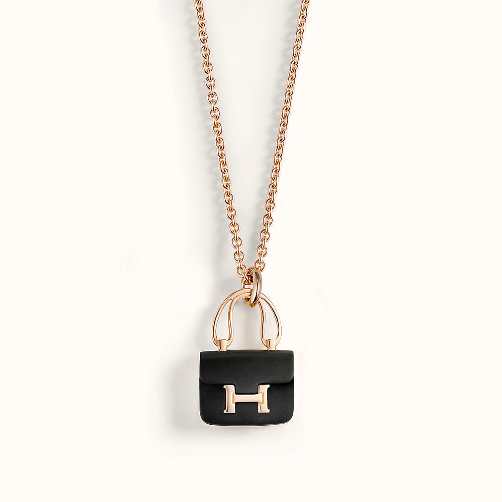 [Marin-Jewelry]CONSTANCE BLACK PEDANT PINK GOLD NECKLACE