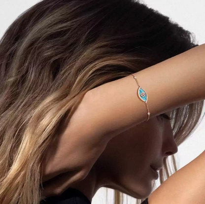 [Marin-Jewelry]M LUCKY EYE TURQUOISE Marin-Jewelry GOLD BRACELET