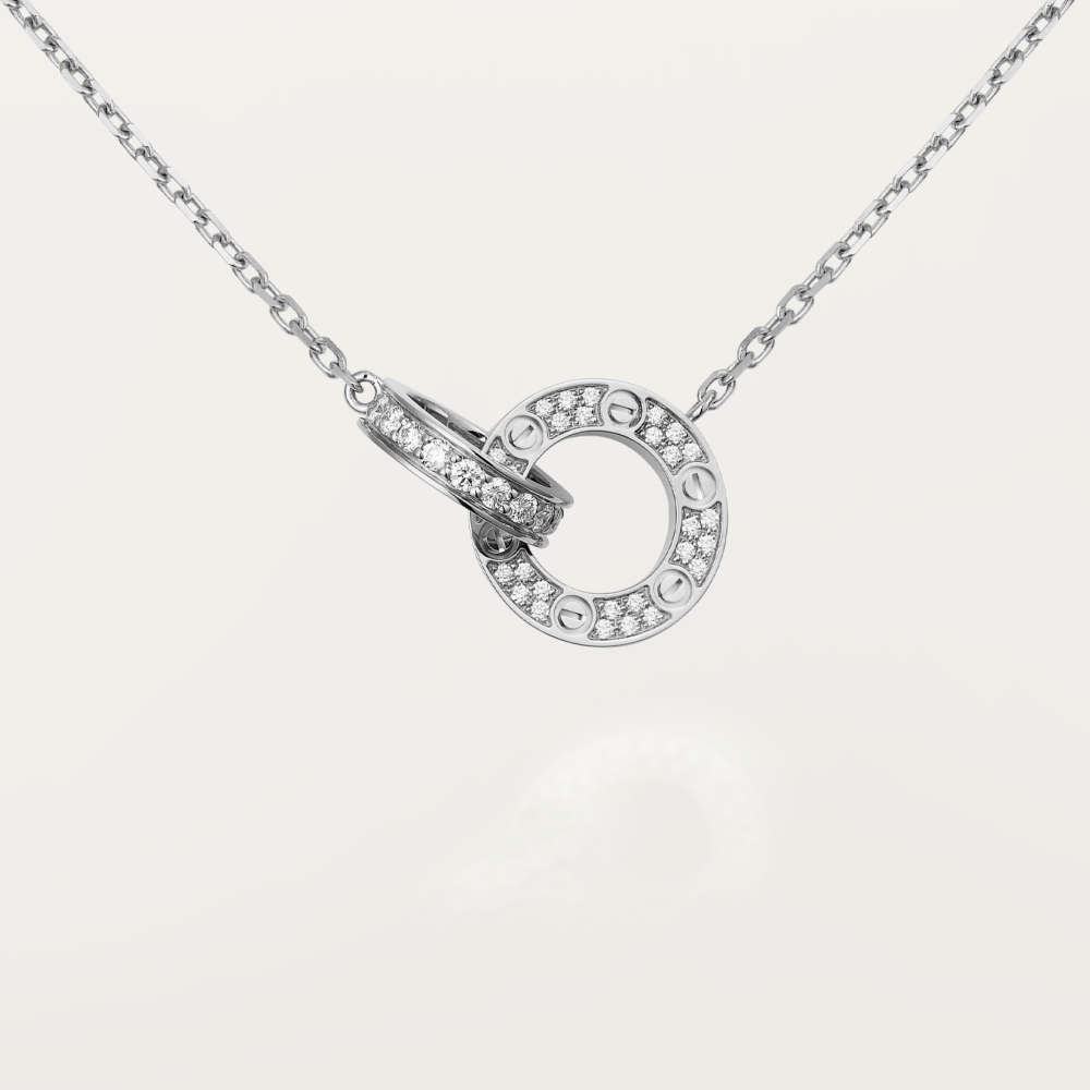 [Marin-Jewelry]LOVE 7.6MM NECKLACE Marin-Jewelry GOLD AND SILVER  FULL DIAMOND