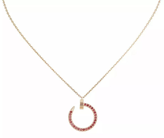 [Marin-Jewelry]JUSTE NECKLACE GOLD RED DIAMONDS