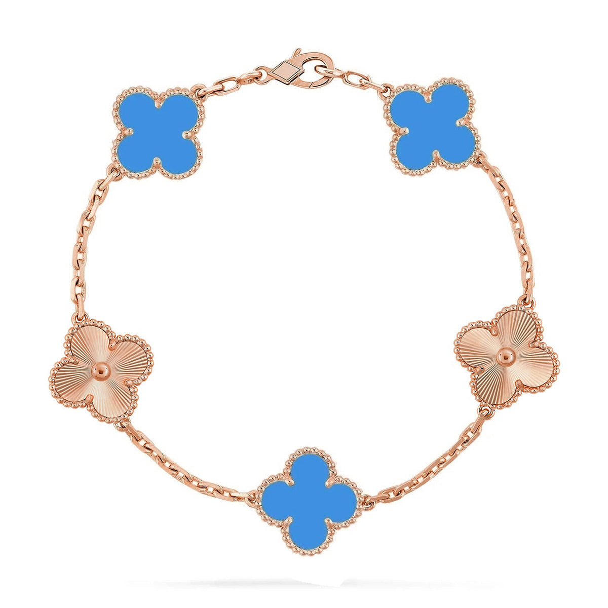[Marin-Jewelry] CLOVER 5 MOTIF BLUE AGATE BRACELET COLLECTION