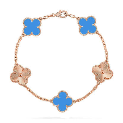[Marin-Jewelry] CLOVER 5 MOTIF BLUE AGATE BRACELET COLLECTION