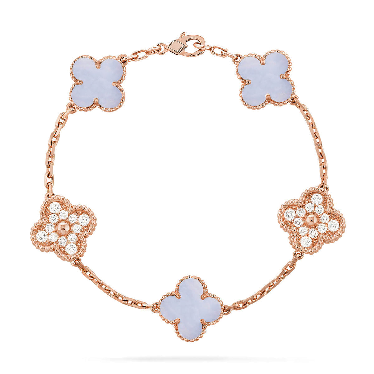 [Marin-Jewelry] CLOVER 5 MOTIF PURPLE CHALCEDONY BRACELET COLLECTION