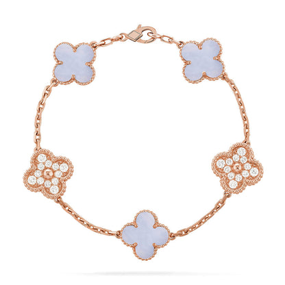[Marin-Jewelry] CLOVER 5 MOTIF PURPLE CHALCEDONY BRACELET COLLECTION