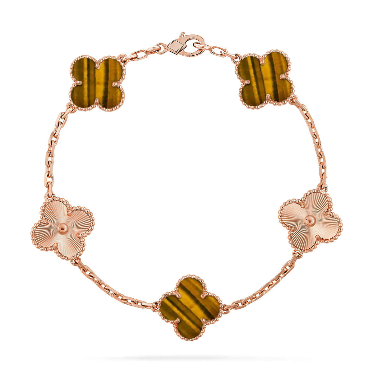 [Marin-Jewelry] CLOVER 5 MOTIFS TIGER EYE BRACELET COLLECTION