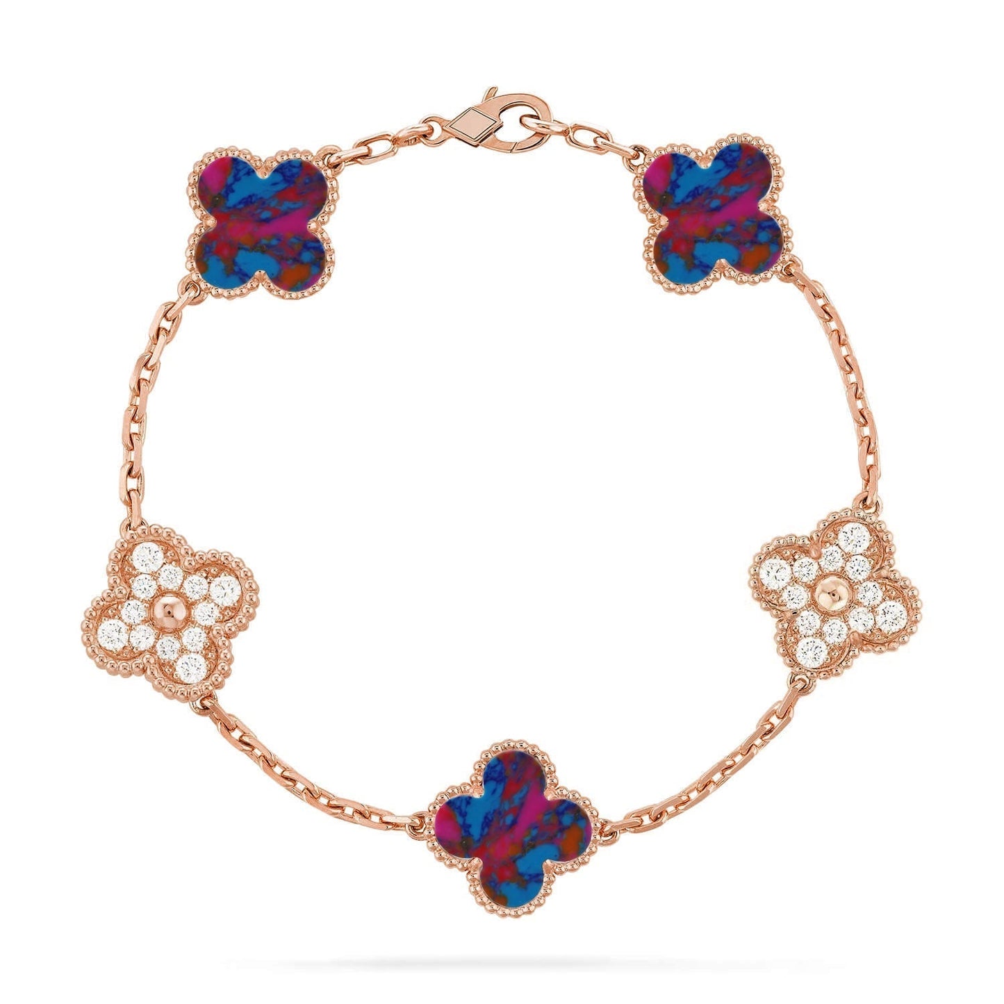 [Marin-Jewelry]CLOVER 5 MOTIF COLOR GEMSTONES BRACELET COLLECTION
