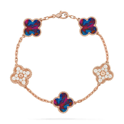 [Marin-Jewelry]CLOVER 5 MOTIF COLOR GEMSTONES BRACELET COLLECTION