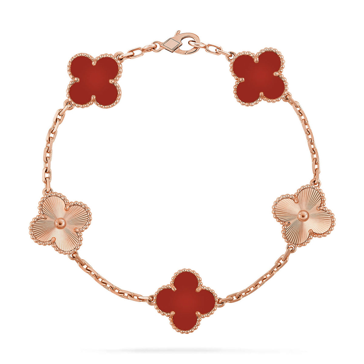 [Marin-Jewelry] CLOVER 5 MOTIF RED CORNELIAN BRACELET COLLECTION