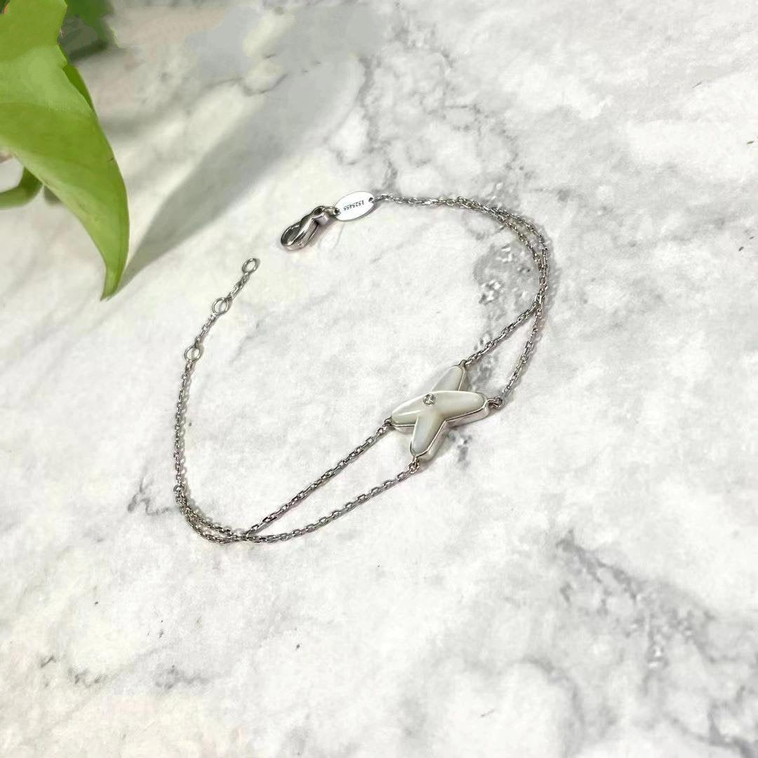 [Marin-Jewelry]JEUX BRACELET WHITE MOP SILVER 1 DIAMOND