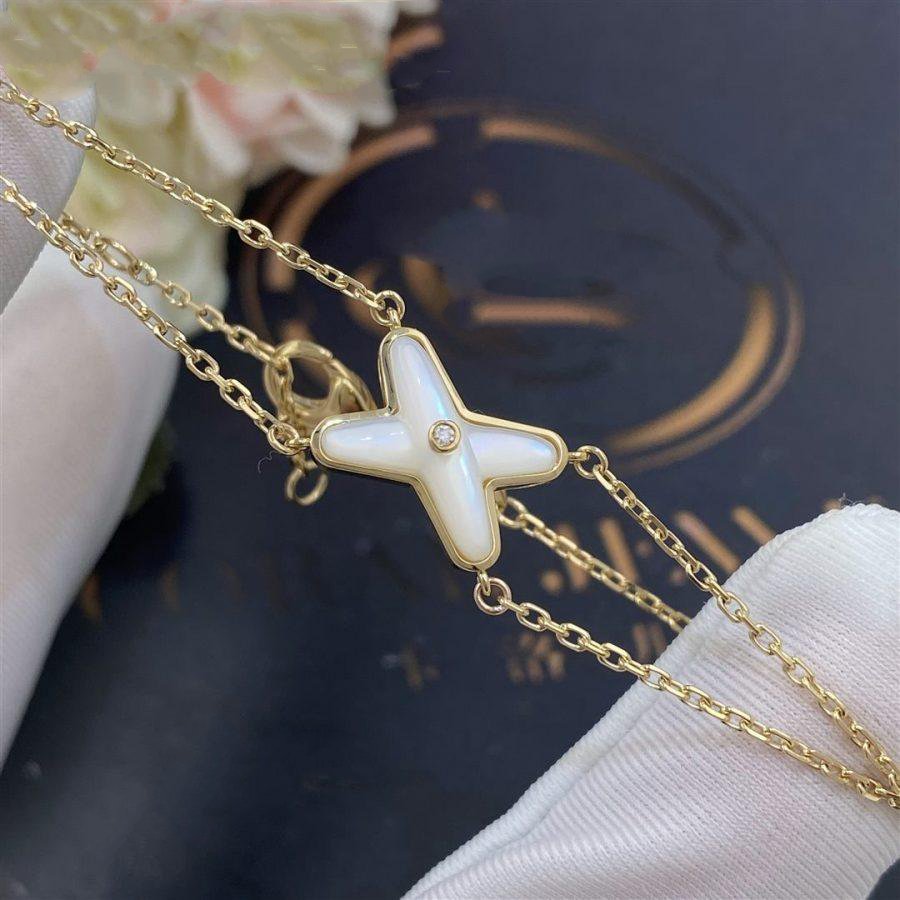 [Marin-Jewelry]JEUX BRACELET WHITE MOP GOLD 1 DIAMOND