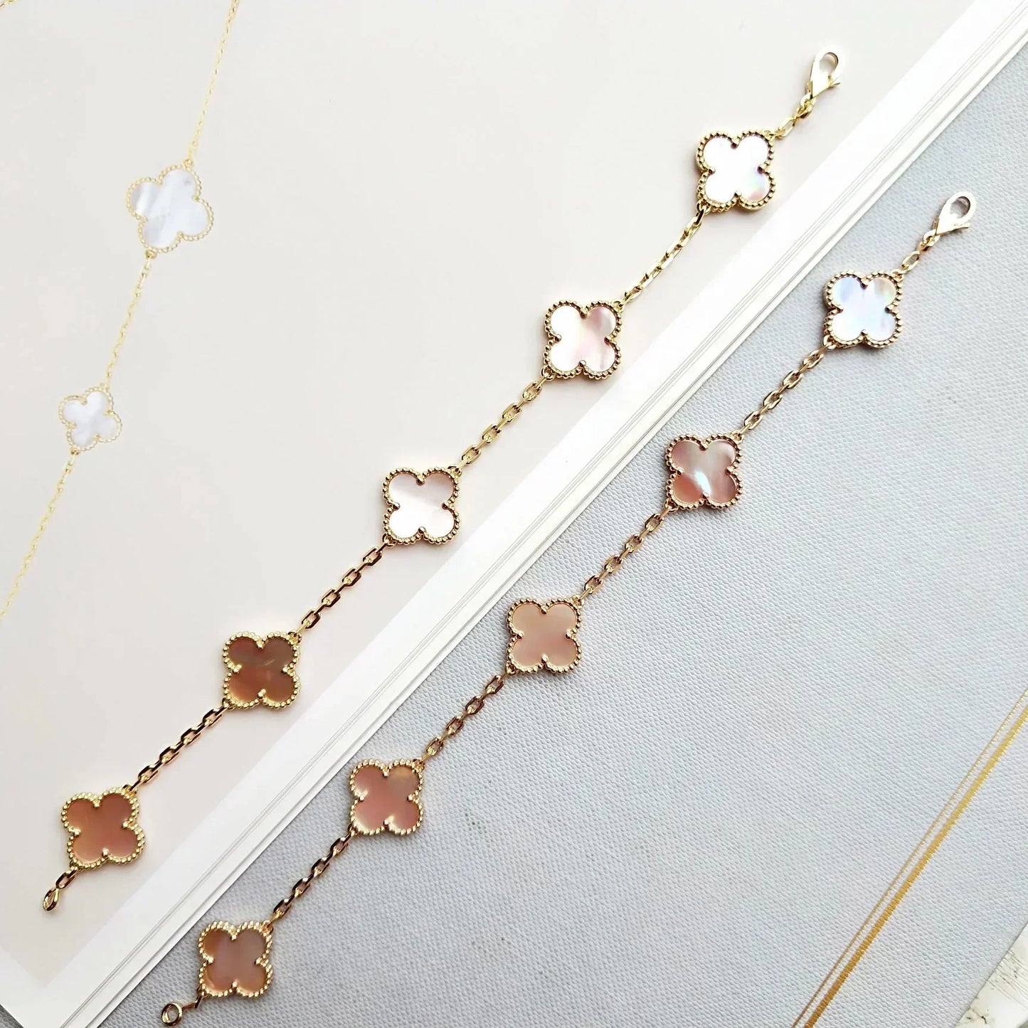 [Marin-Jewelry] CLOVER 5 MOTIFS  PINK MOP BRACELET COLLECTION