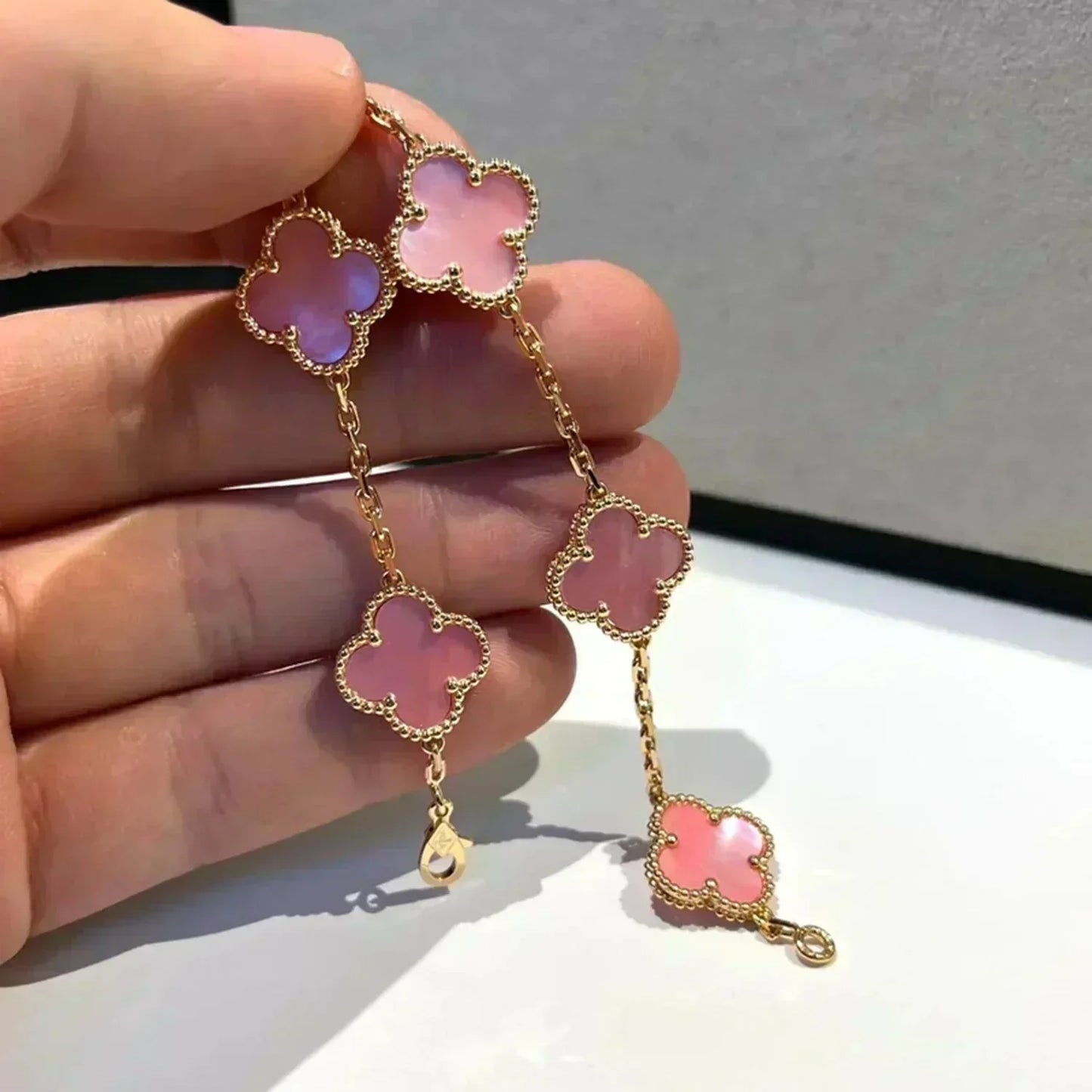 [Marin-Jewelry] CLOVER 5 MOTIFS  PINK MOP BRACELET COLLECTION