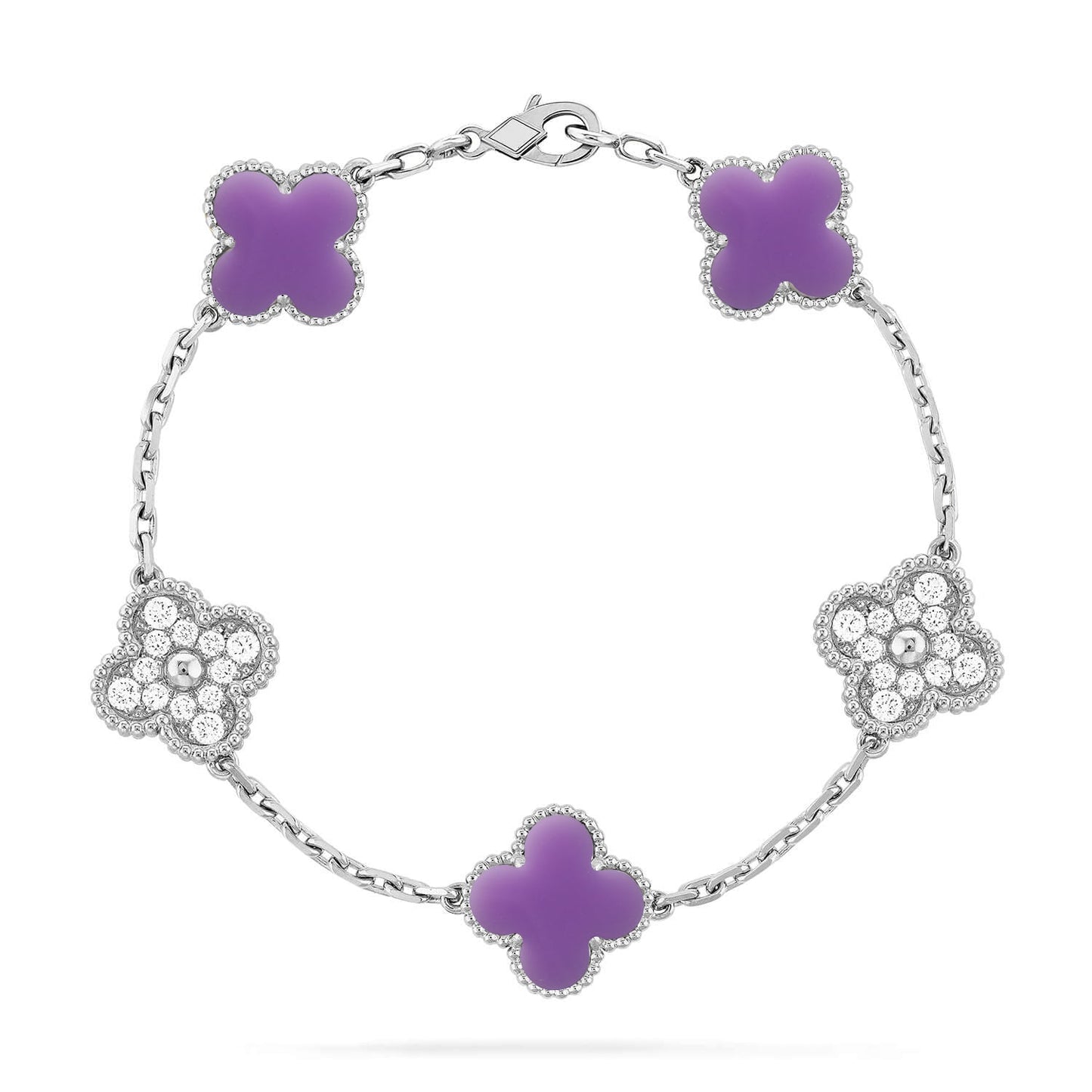 [Marin-Jewelry]CLOVER 5 MOTIF LIGHT PURPLE BRACELET COLLECTION