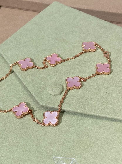 [Marin-Jewelry Jewellery] Pink Necklace with Ten Clover Designs