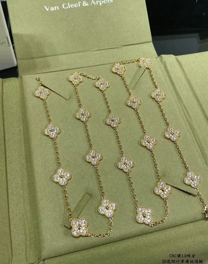 [Marin-Jewelry]CLOVER 20 MOTIFS FULL-DIAMOND NECKLACE
