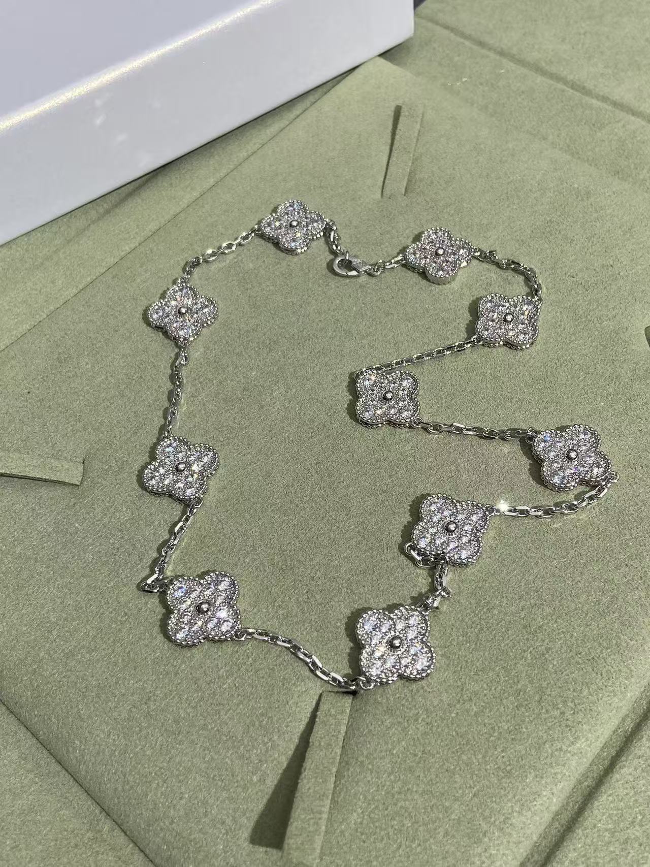 [Marin-Jewelry Jewelry]CLOVER 10 MOTIFS  FULL DIAMOND NECKLACE