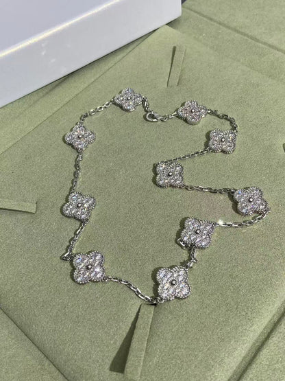 [Marin-Jewelry Jewelry]CLOVER 10 MOTIFS  FULL DIAMOND NECKLACE