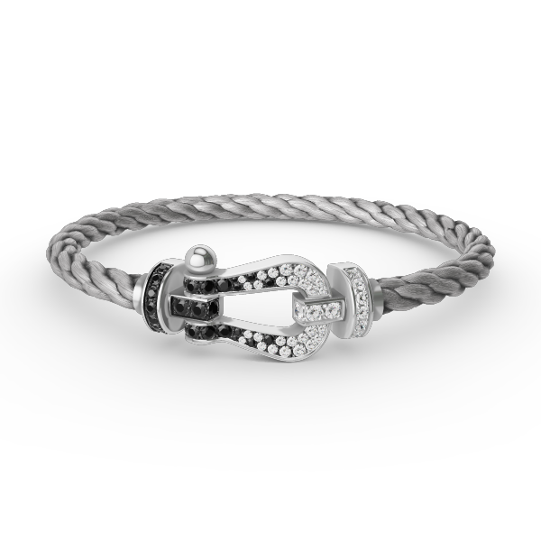 [Marin-Jewelry]FORCE LARGE HORSESHOE BLACK WHITE DIAMOND BRACELET SILVER