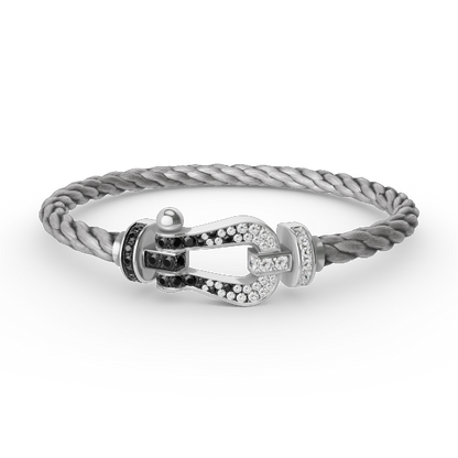 [Marin-Jewelry]FORCE LARGE HORSESHOE BLACK WHITE DIAMOND BRACELET SILVER