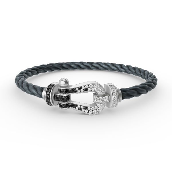[Marin-Jewelry]FORCE LARGE HORSESHOE BLACK WHITE DIAMOND BRACELET SILVER