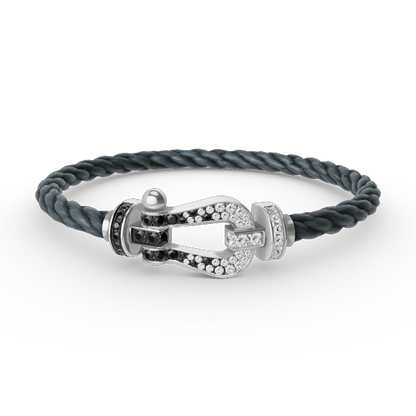 [Marin-Jewelry]FORCE LARGE HORSESHOE BLACK WHITE DIAMOND BRACELET SILVER