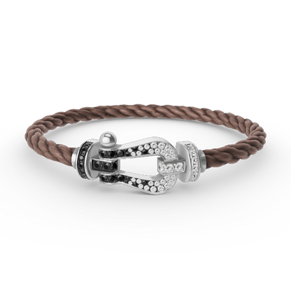 [Marin-Jewelry]FORCE LARGE HORSESHOE BLACK WHITE DIAMOND BRACELET SILVER