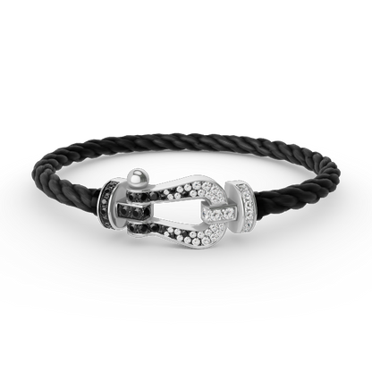 [Marin-Jewelry]FORCE LARGE HORSESHOE BLACK WHITE DIAMOND BRACELET SILVER