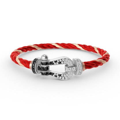 [Marin-Jewelry]FORCE LARGE HORSESHOE BLACK WHITE DIAMOND BRACELET SILVER