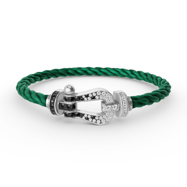 [Marin-Jewelry]FORCE LARGE HORSESHOE BLACK WHITE DIAMOND BRACELET SILVER