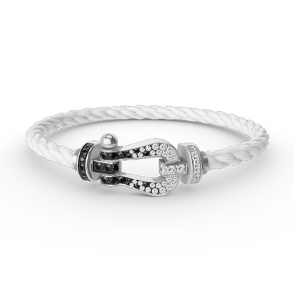 [Marin-Jewelry]FORCE LARGE HORSESHOE BLACK WHITE DIAMOND BRACELET SILVER