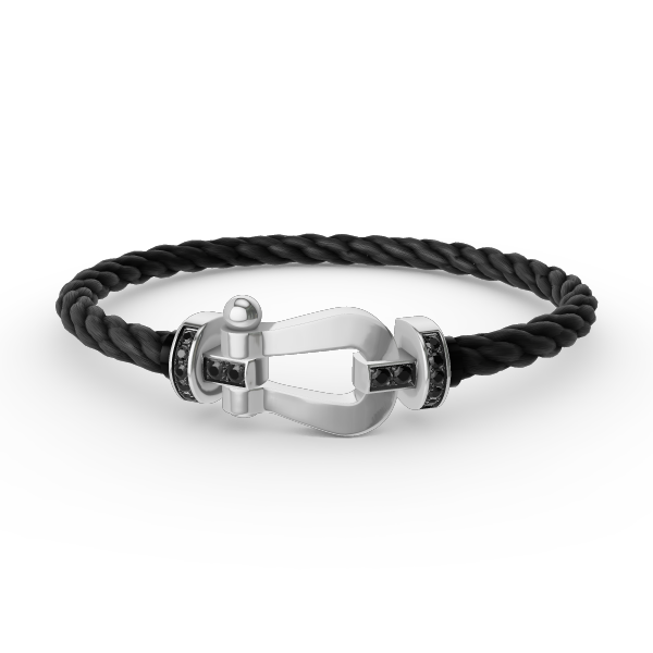 [Marin-Jewelry]FORCE LARGE HORSESHOE BLACK DIAMOND BRACELET SILVER
