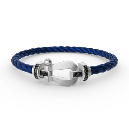 [Marin-Jewelry]FORCE LARGE HORSESHOE BLACK DIAMOND BRACELET SILVER