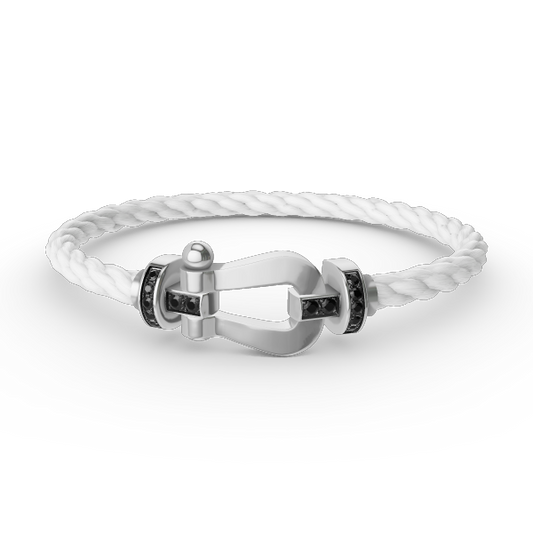 [Marin-Jewelry]FORCE LARGE HORSESHOE BLACK DIAMOND BRACELET SILVER